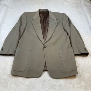 JHANE BARNES Mens 42R Blazer Sport Coat Jacket Taupe Two Button Tailored Fit
